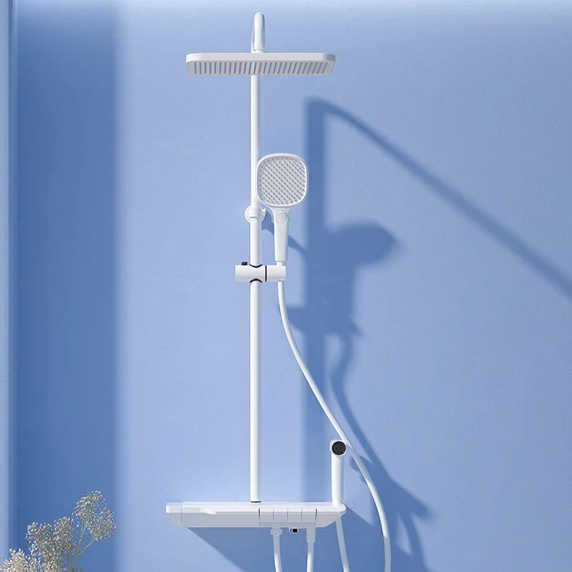 White Wall Mounted Shower Head Combo Contemporary Shower System -Bathlova