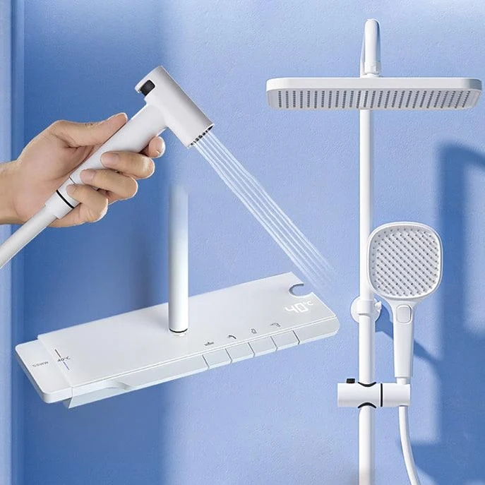 White Wall Mounted Shower Head Combo Contemporary Shower System -Bathlova