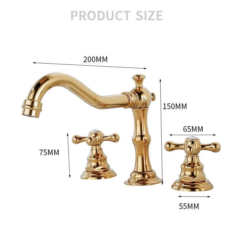 Widespread Antique Brass Double Handle Bathroom Tap -Bathlova