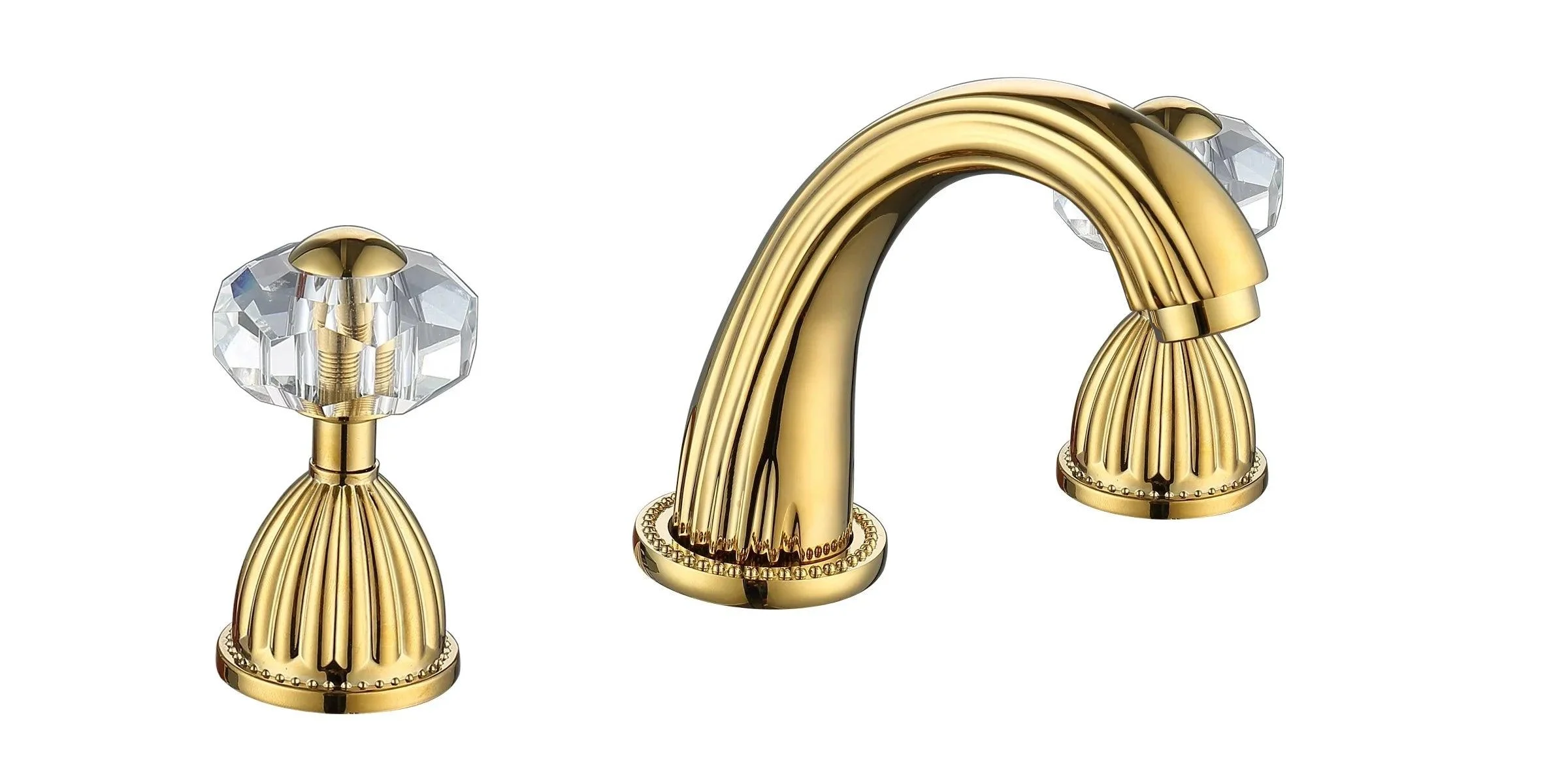 Widespread Bathroom Lavatory Sink Tap Crystal Handles Mixer Tap -Bathlova