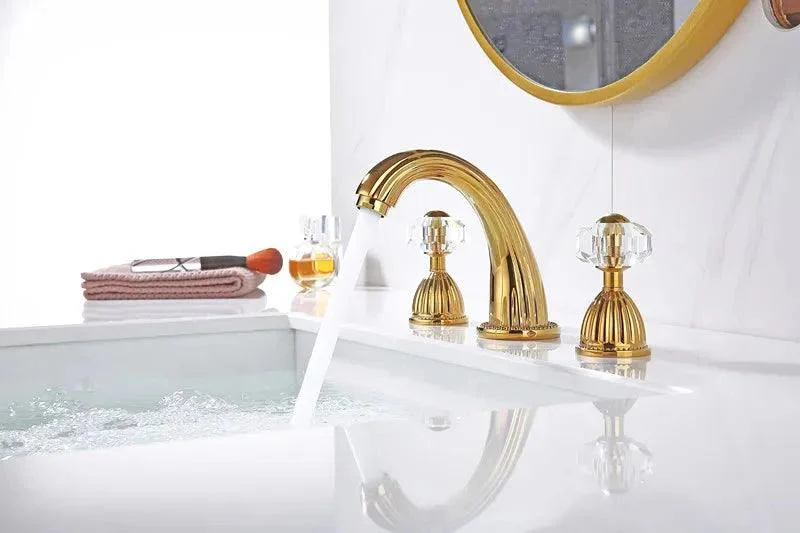 Widespread Bathroom Lavatory Sink Tap Crystal Handles Mixer Tap -Bathlova