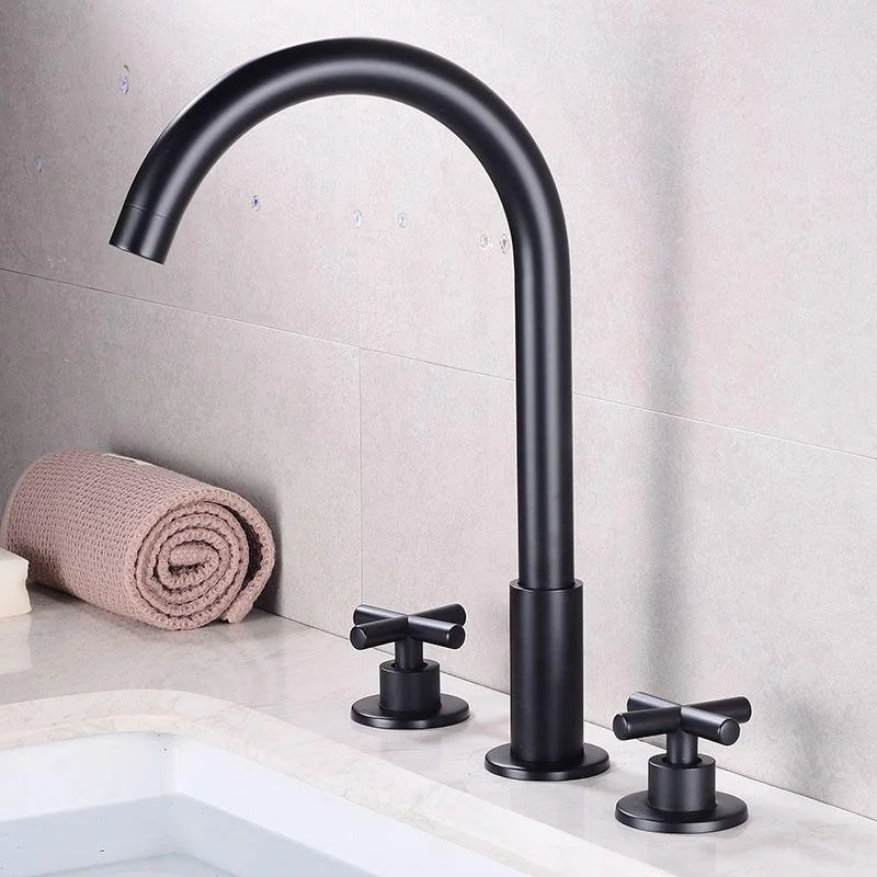 Widespread Bathroom Sink Tap Double Handle Tap with 3 Holes -Bathlova