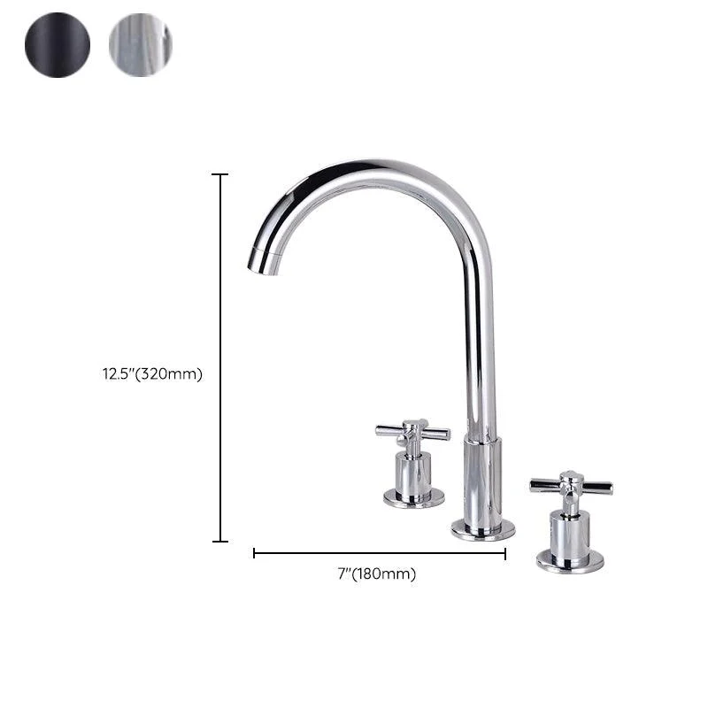 Widespread Bathroom Sink Tap Double Handle Tap with 3 Holes -Bathlova