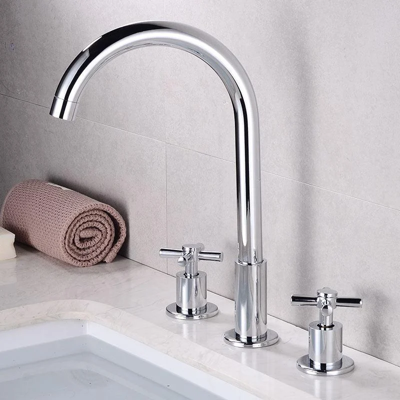 Widespread Bathroom Sink Tap Double Handle Tap with 3 Holes -Bathlova