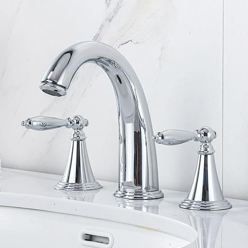 Widespread Bathroom Sink Tap Double Handle Tap with 3 Holes -Bathlova