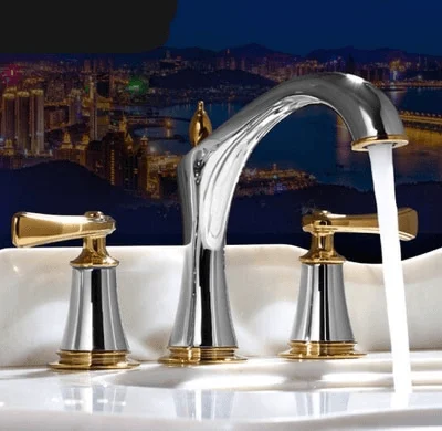 Widespread Bathroom Sink Tap with 3 Holes -Bathlova