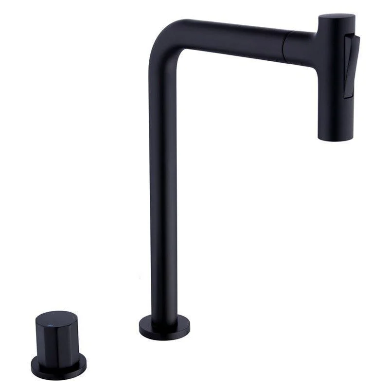 Widespread Bathroom Tap Swivel Spout High-Arc with Pull Out Sprayer -Bathlova