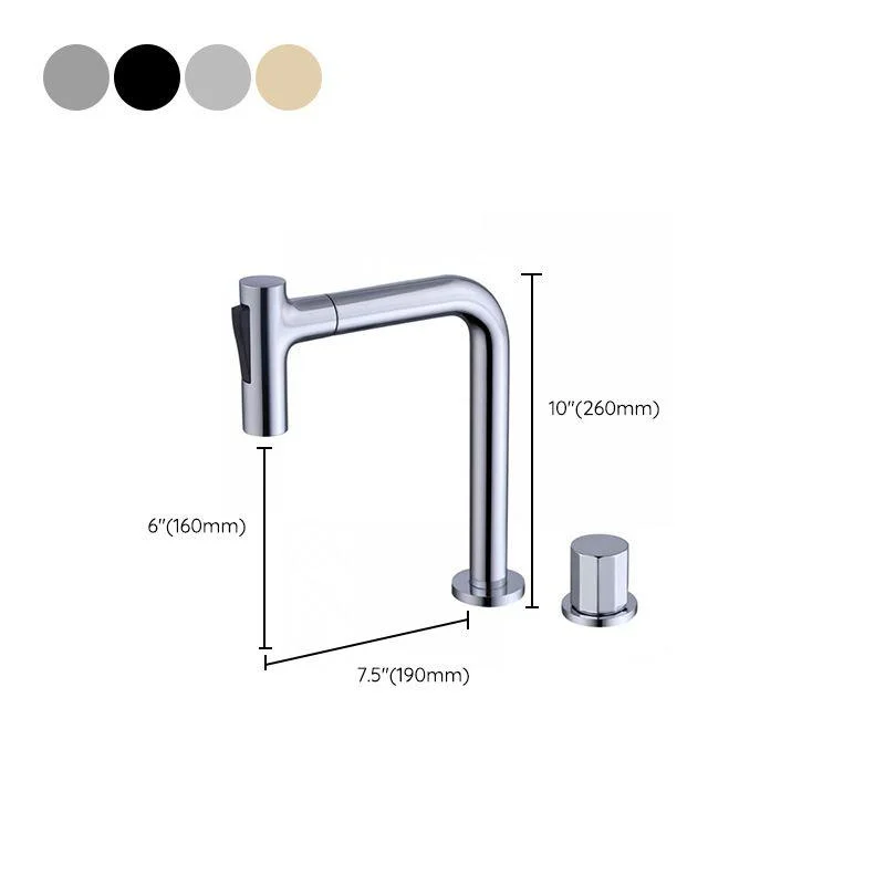 Widespread Bathroom Tap Swivel Spout High-Arc with Pull Out Sprayer -Bathlova