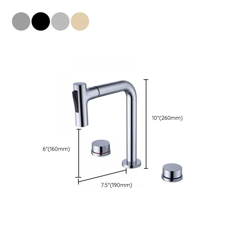 Widespread Bathroom Tap Swivel Spout High-Arc with Pull Out Sprayer -Bathlova