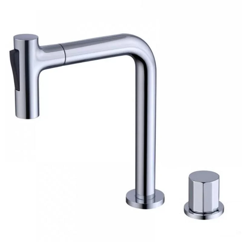 Widespread Bathroom Tap Swivel Spout High-Arc with Pull Out Sprayer -Bathlova