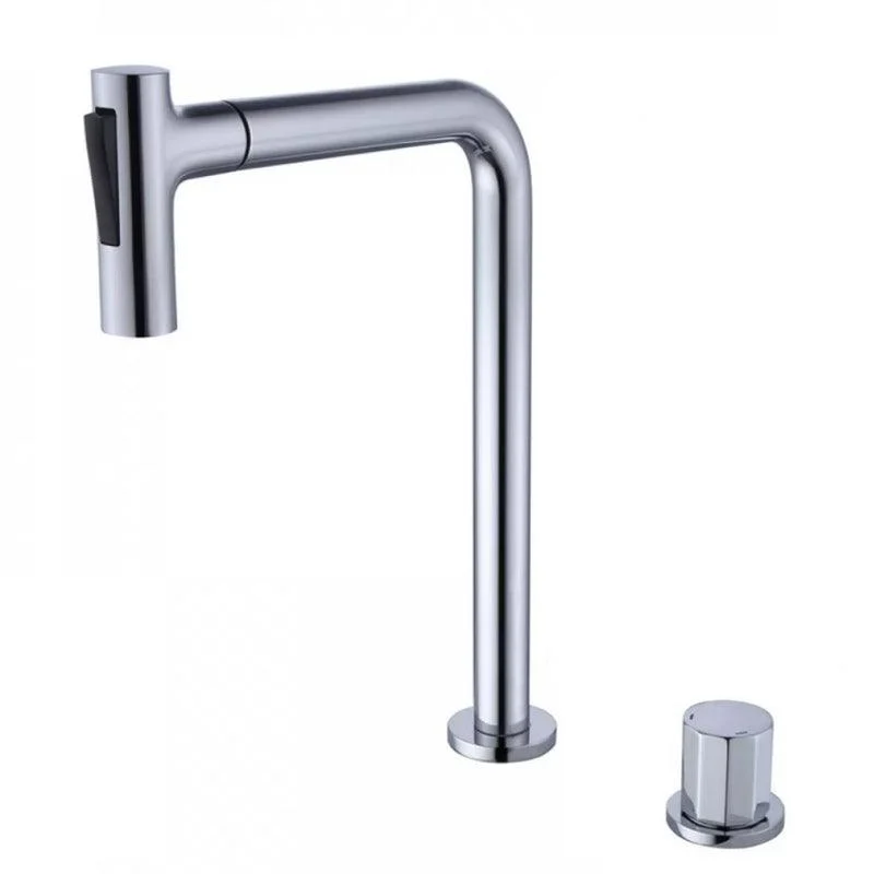 Widespread Bathroom Tap Swivel Spout High-Arc with Pull Out Sprayer -Bathlova