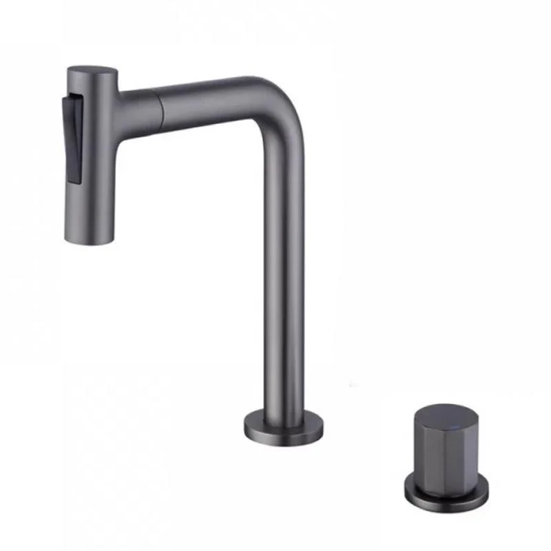 Widespread Bathroom Tap Swivel Spout High-Arc with Pull Out Sprayer -Bathlova