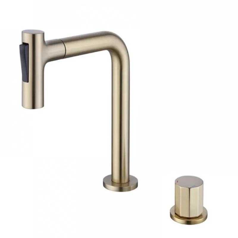 Widespread Bathroom Tap Swivel Spout High-Arc with Pull Out Sprayer -Bathlova