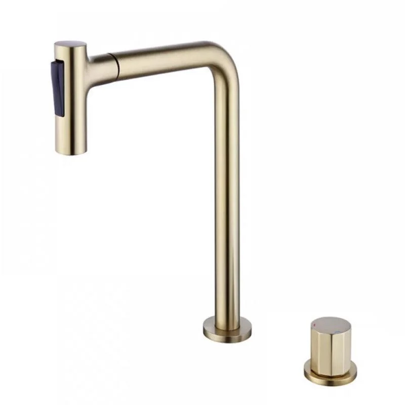 Widespread Bathroom Tap Swivel Spout High-Arc with Pull Out Sprayer -Bathlova