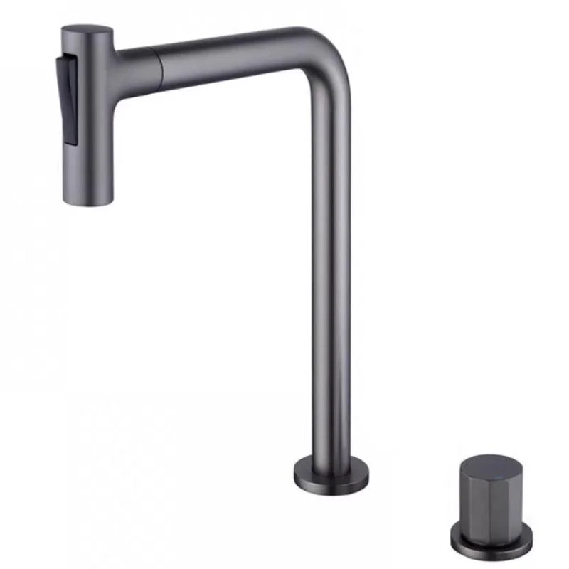 Widespread Bathroom Tap Swivel Spout High-Arc with Pull Out Sprayer -Bathlova