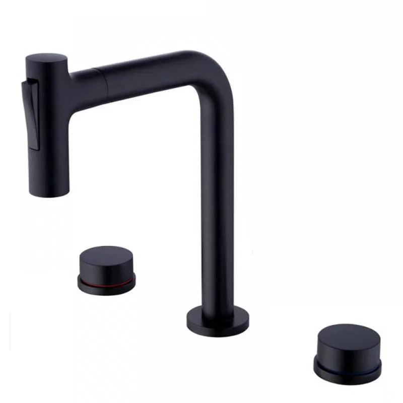 Widespread Bathroom Tap Swivel Spout High-Arc with Pull Out Sprayer -Bathlova