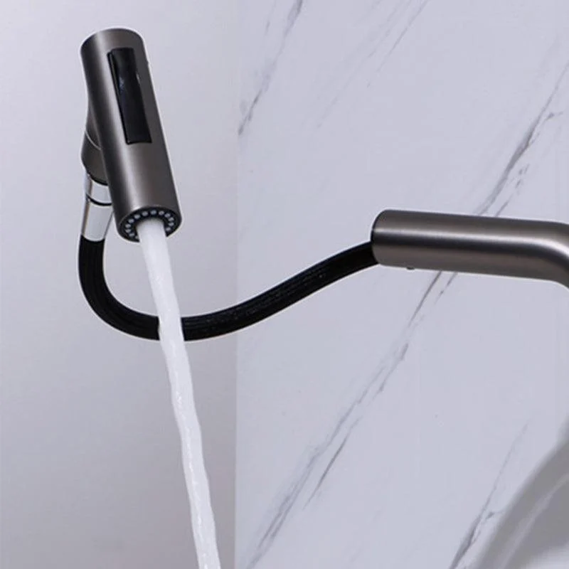 Widespread Bathroom Tap Swivel Spout High-Arc with Pull Out Sprayer -Bathlova