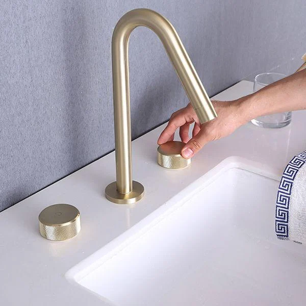 Widespread Modern Bathroom Tap Knob Handle Gooseneck Vessel Tap -Bathlova