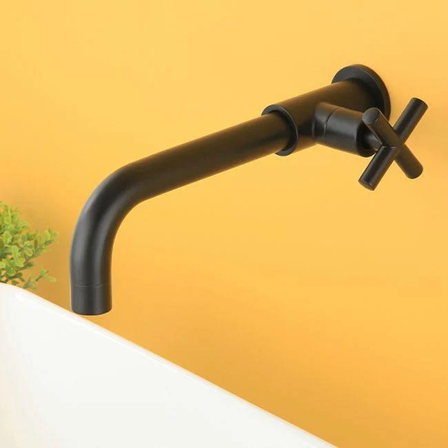 Widespread Wall Mounted Bathroom Sink Tap Cross Handle Low Arc Tap -Bathlova