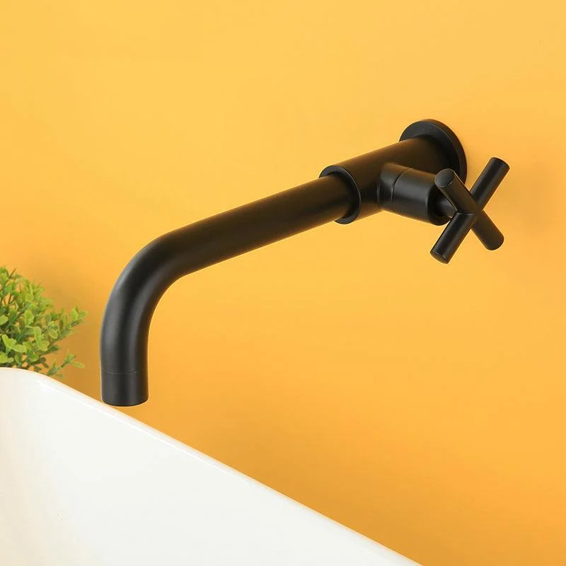 Widespread Wall Mounted Bathroom Sink Tap Cross Handle Low Arc Tap -Bathlova