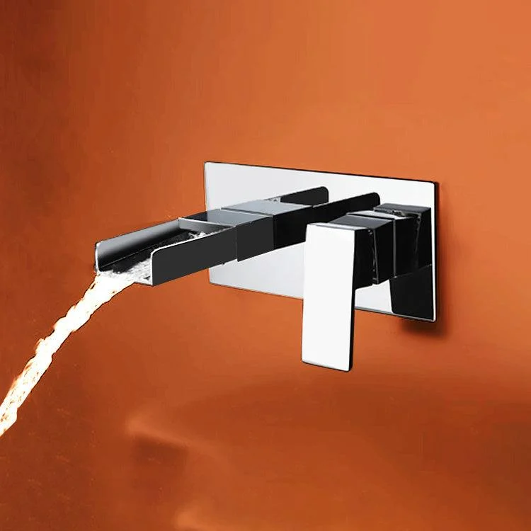 Widespread Wall Mounted Bathroom Sink Tap Lever Handle Low Arc Sink Tap -Bathlova