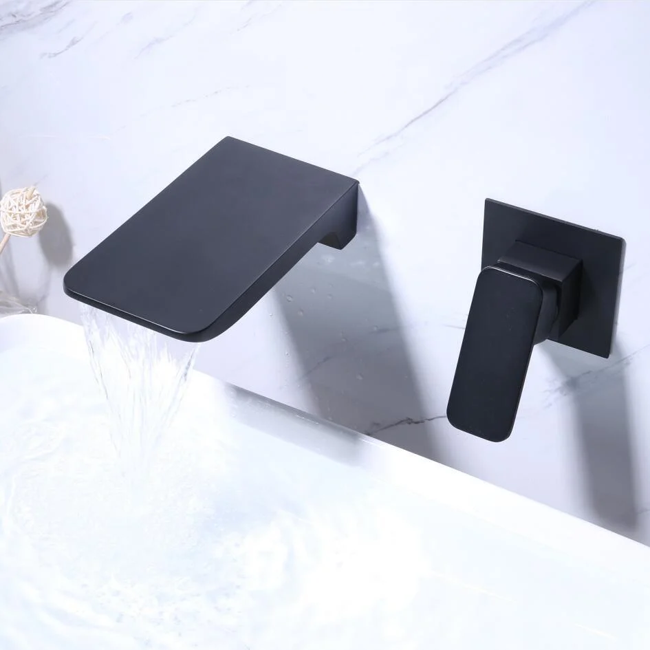 Widespread Waterfall Spout Concealed Wall Mount Bathroom Tap -Bathlova