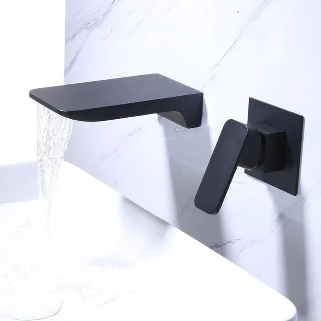 Widespread Waterfall Spout Concealed Wall Mount Bathroom Tap -Bathlova