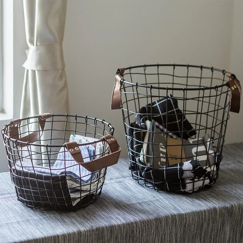 Wirework Storage Black Basket - Set of 2 -Bathlova