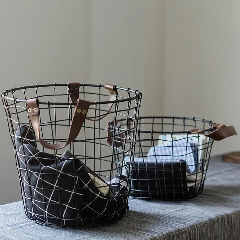 Wirework Storage Black Basket - Set of 2 -Bathlova