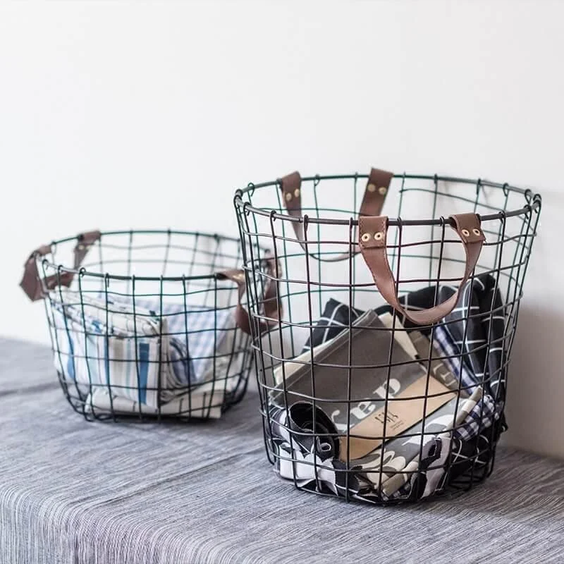 Wirework Storage Black Basket - Set of 2 -Bathlova