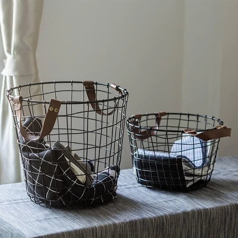 Wirework Storage Black Basket - Set of 2 -Bathlova