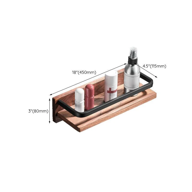 Wood & Aluminum Bath Hardware Set Brown Bathroom Accessory Kit -Bathlova