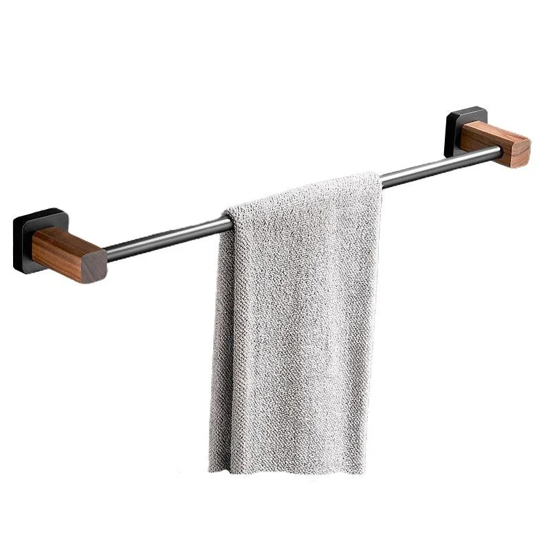 Wood & Aluminum Bath Hardware Set Brown Bathroom Accessory Kit -Bathlova