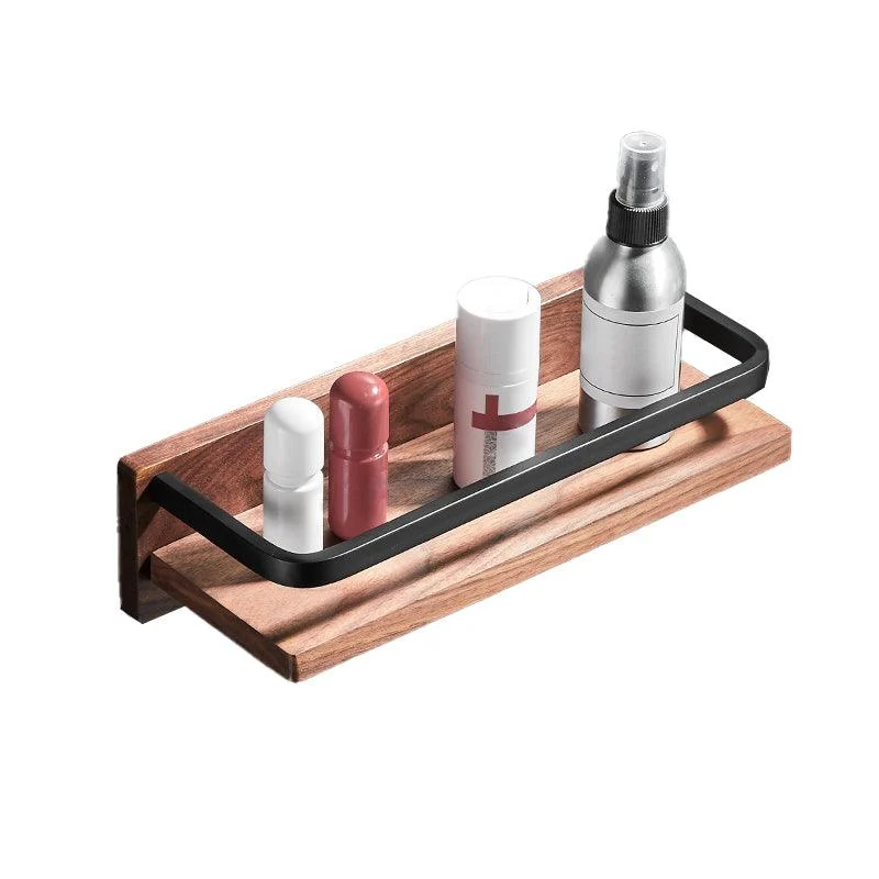 Wood & Aluminum Bath Hardware Set Brown Bathroom Accessory Kit -Bathlova