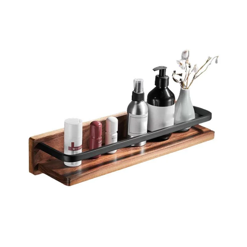 Wood & Aluminum Bath Hardware Set Brown Bathroom Accessory Kit -Bathlova