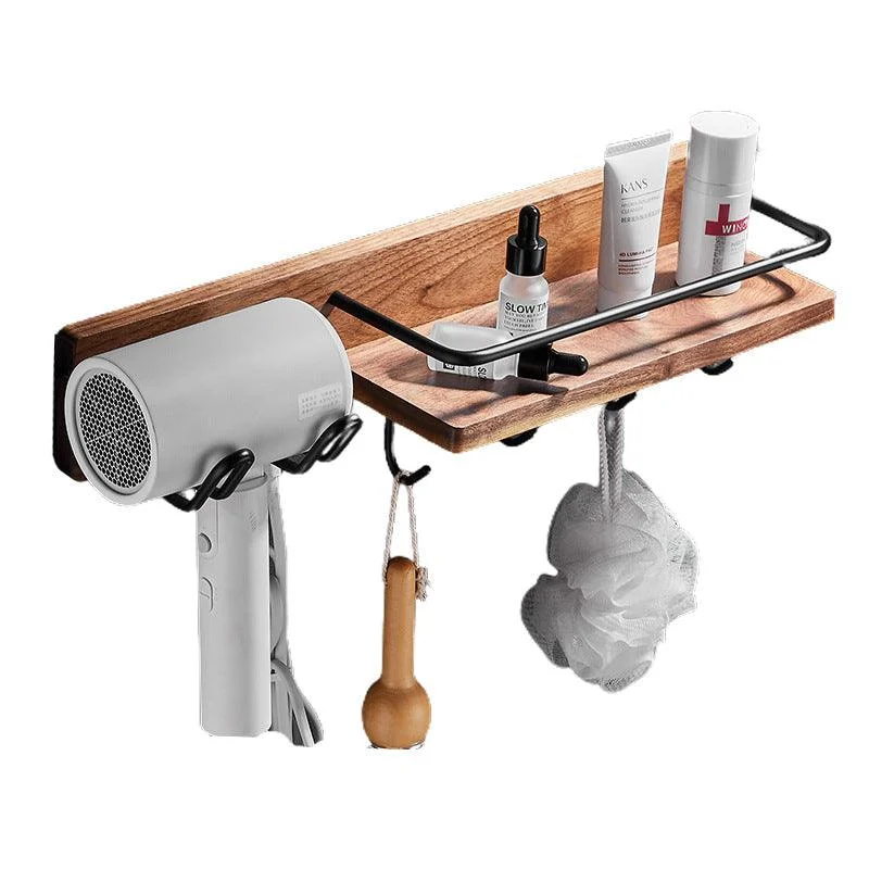 Wood & Aluminum Bath Hardware Set Brown Bathroom Accessory Kit -Bathlova