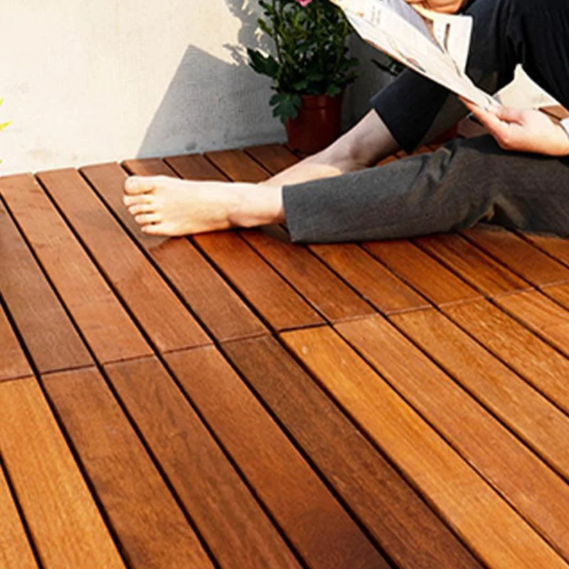 Wood Patio Flooring Tiles Outdoor Interlocking Decking Tiles with Waterproof -Bathlova