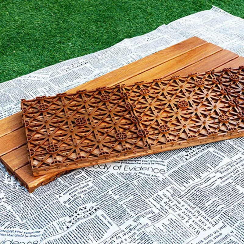 Wood Patio Flooring Tiles Outdoor Interlocking Decking Tiles with Waterproof -Bathlova