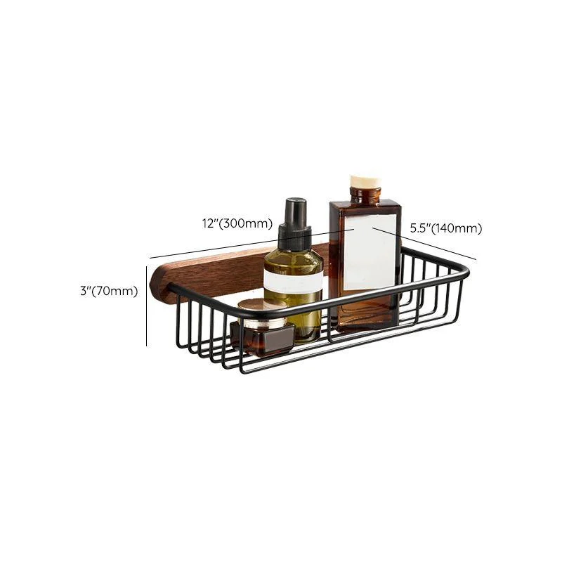 Wooden & Aluminum Bath Hardware Set Black Bathroom Accessory Kit -Bathlova