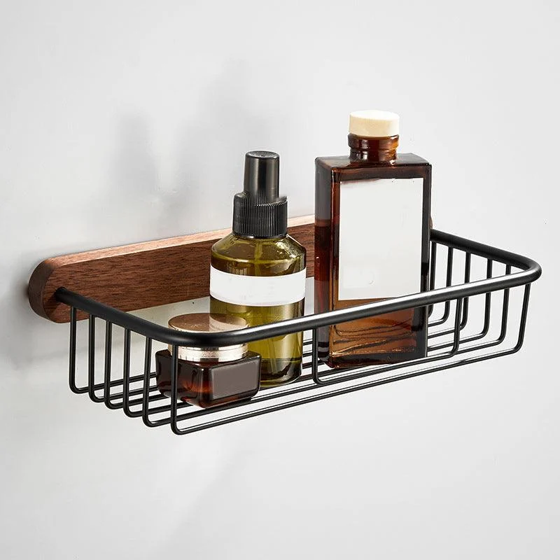 Wooden & Aluminum Bath Hardware Set Black Bathroom Accessory Kit -Bathlova