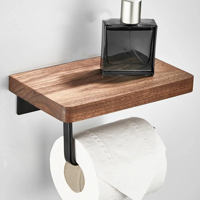 Wooden & Aluminum Bath Hardware Set Black Bathroom Accessory Kit -Bathlova