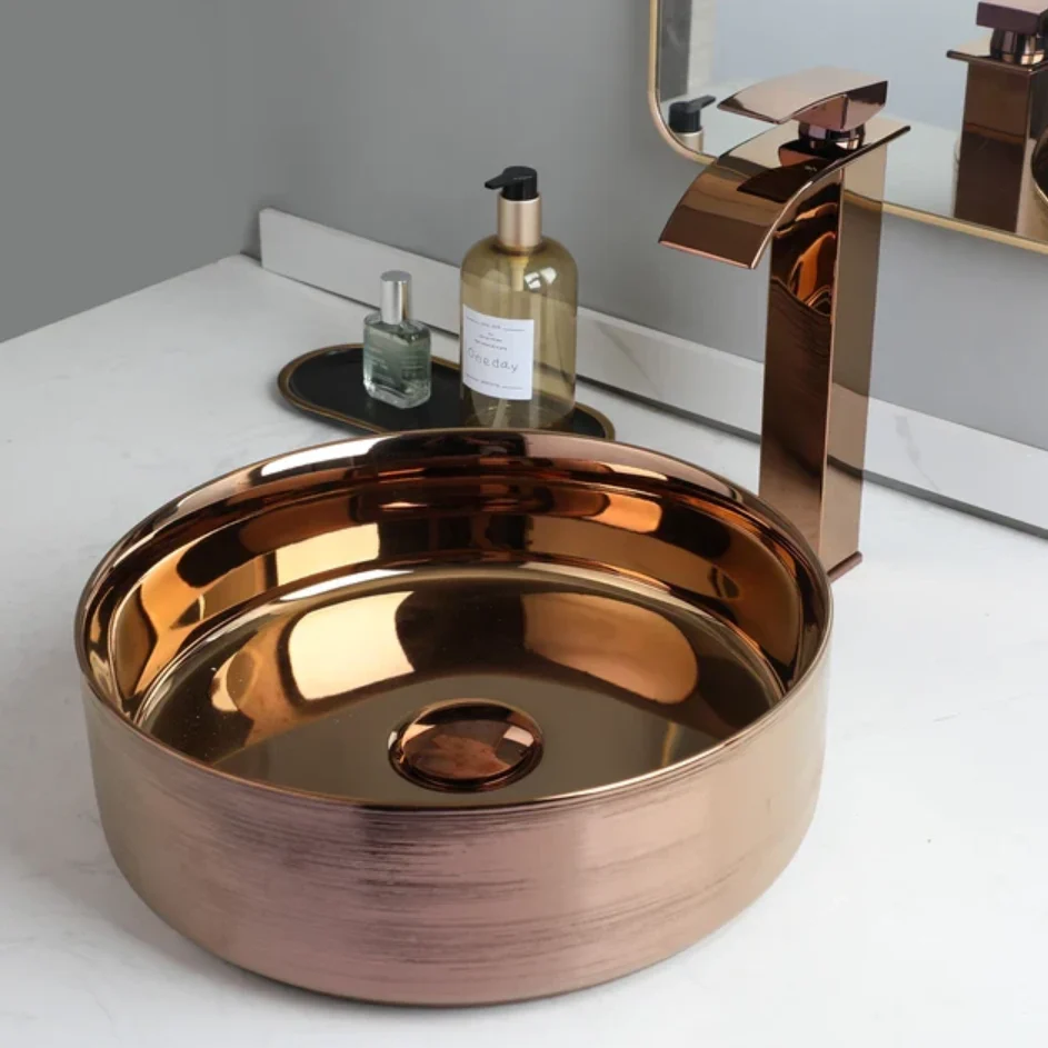 Rose Gold Round Vessel Sink With Faucet 2.webp